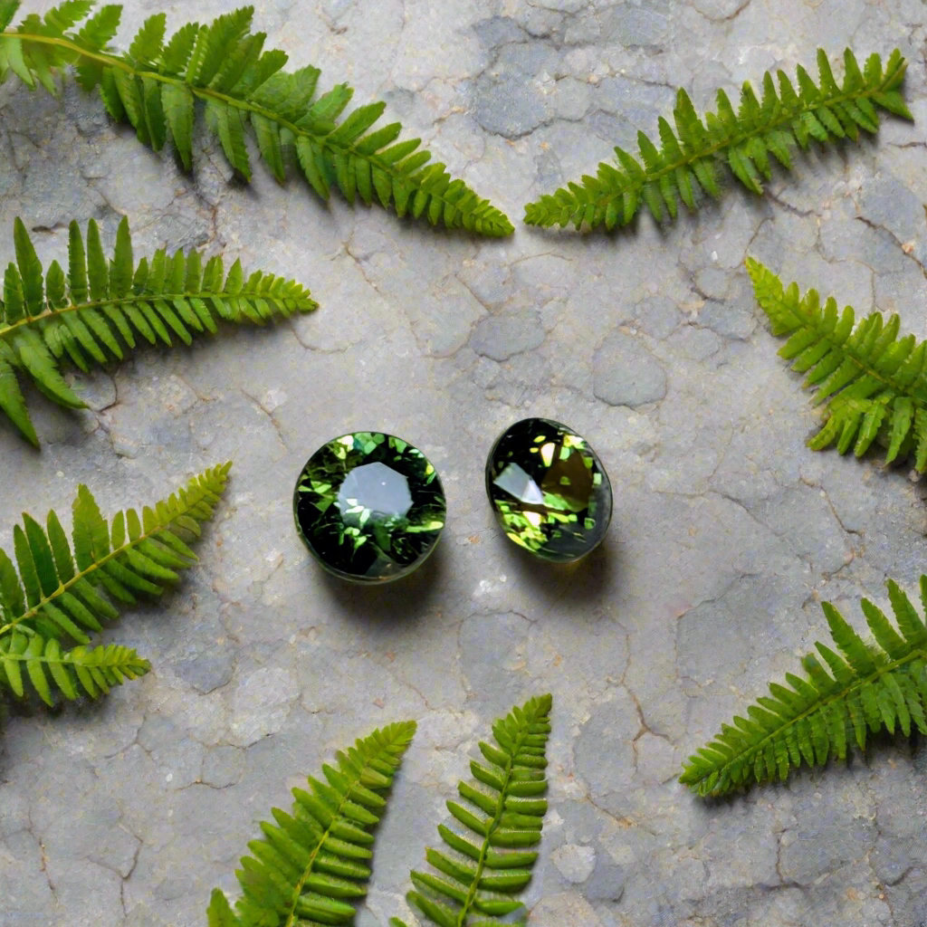 Small Green Sapphire Pair