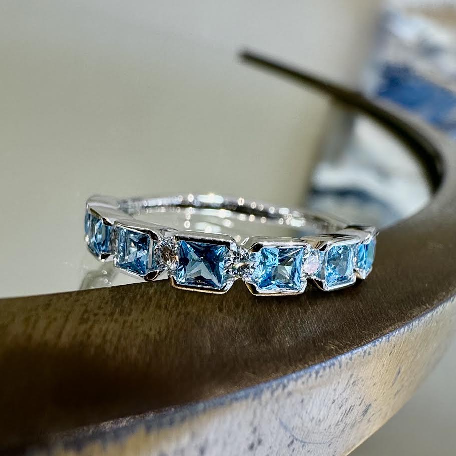 Blue Topaz and Diamond Band