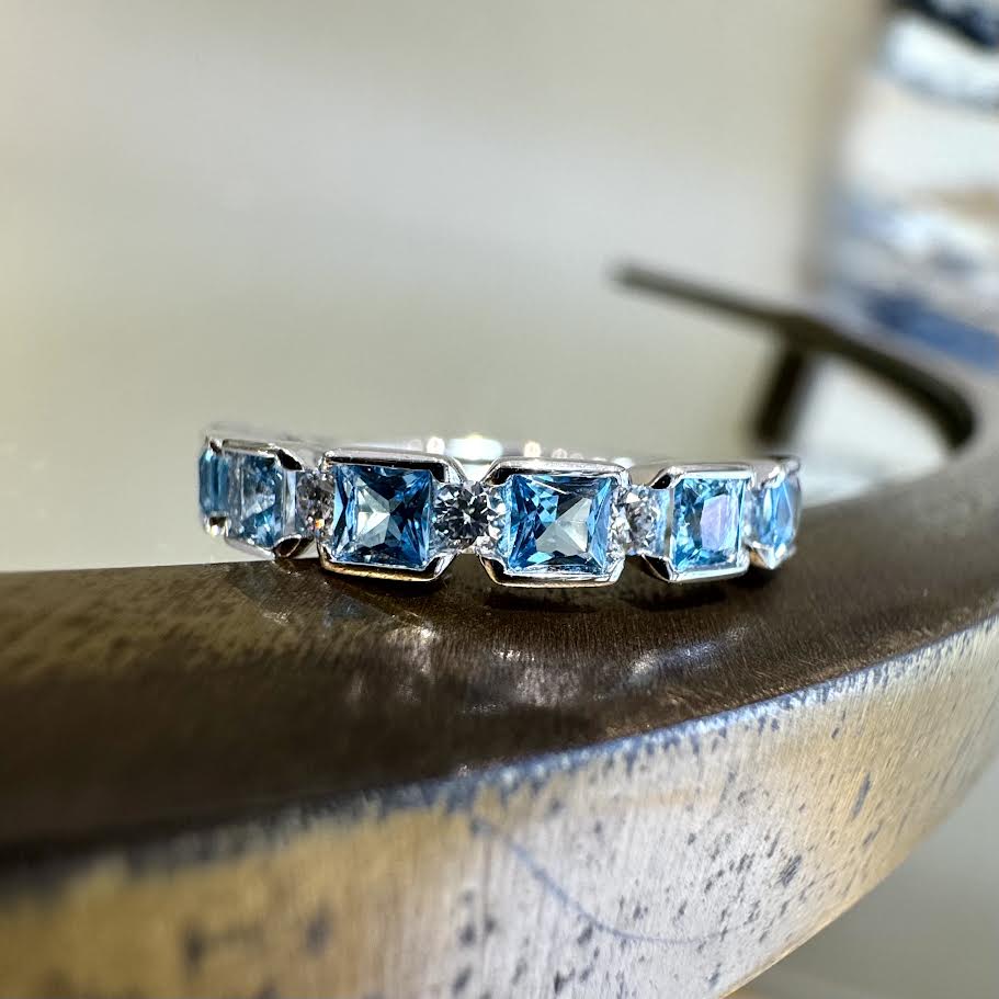 Blue Topaz and Diamond Band