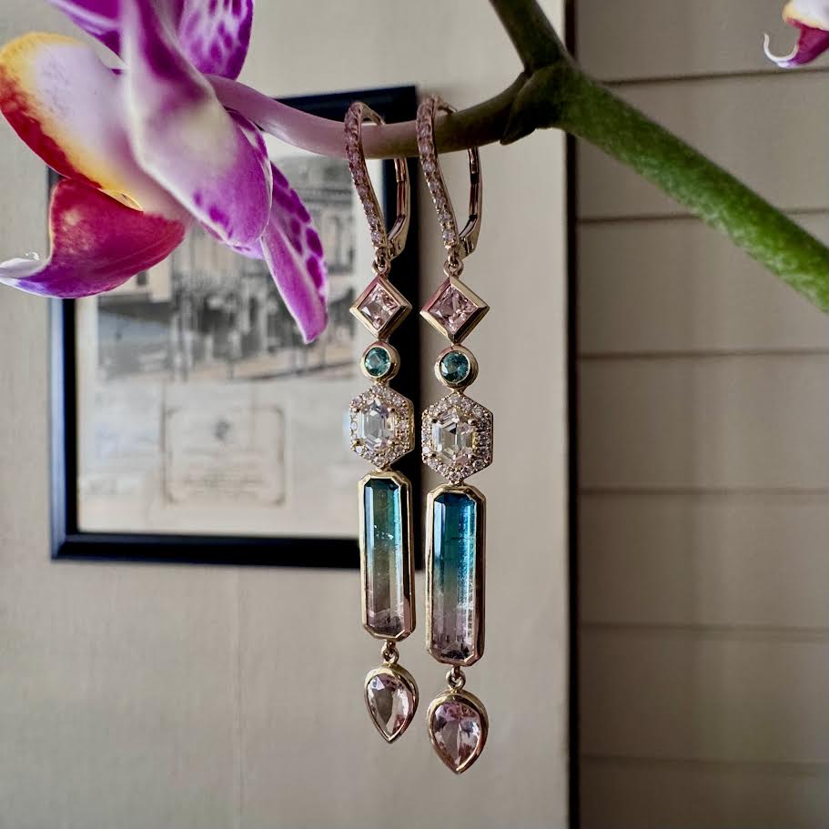 Plumb Gold Original Multi-Gem Dangle Earrings