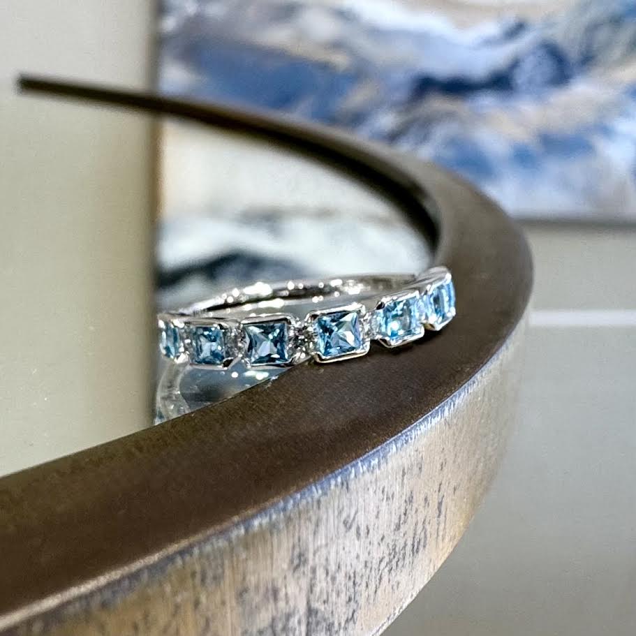 Blue Topaz and Diamond Band