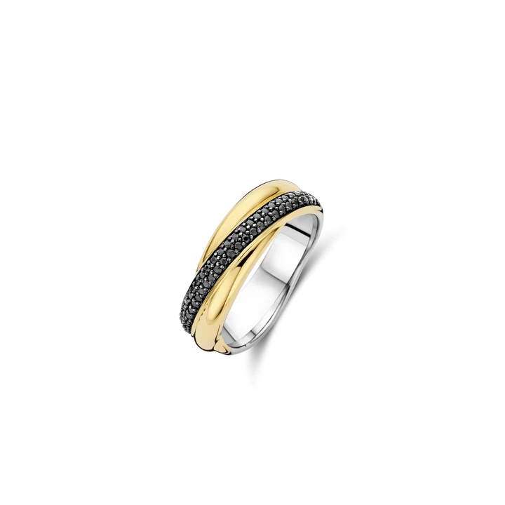 Black CZ Crossover Ring