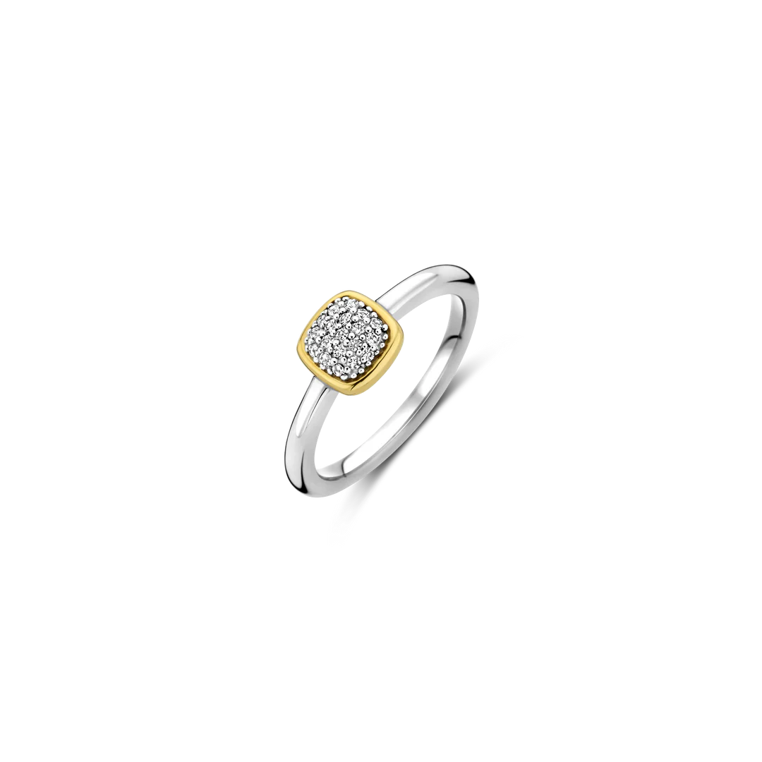 Two Tone Cushion Cz Ring