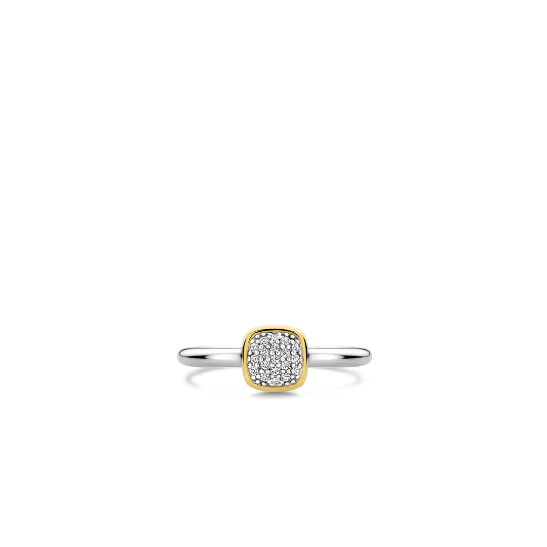 Two Tone Cushion Cz Ring