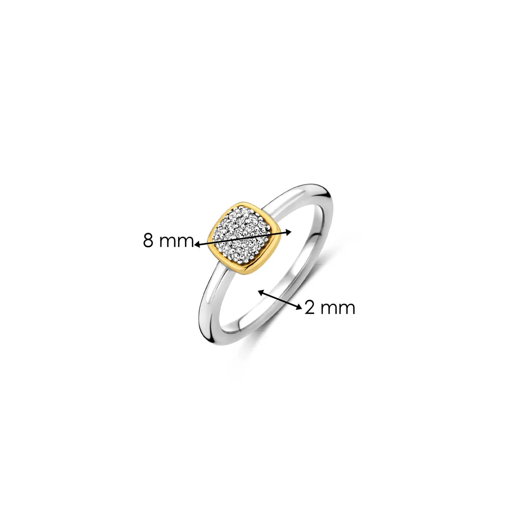 Two Tone Cushion Cz Ring