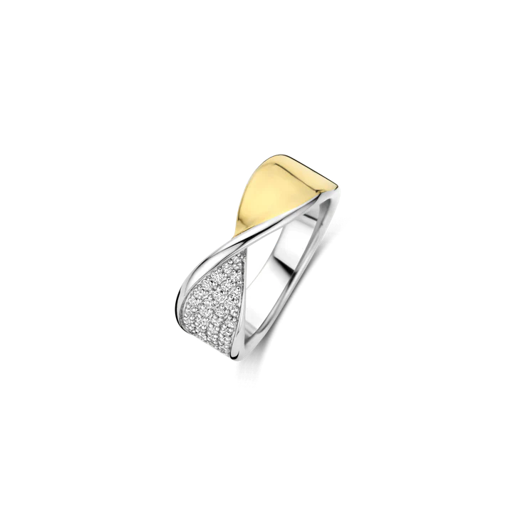 Two Tone Diagonal Sparkle Ring