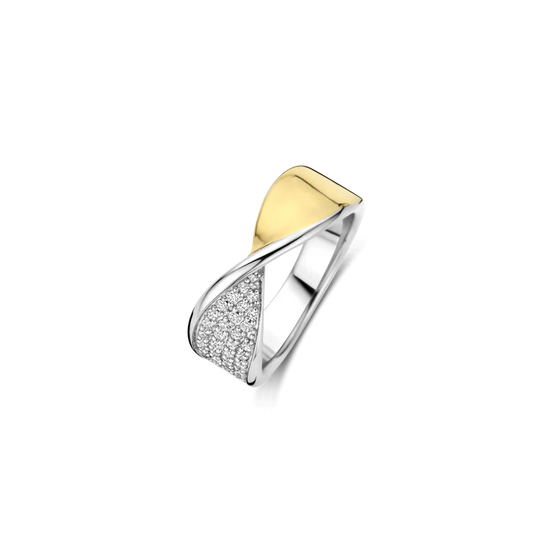 Two Tone Diagonal Sparkle Ring