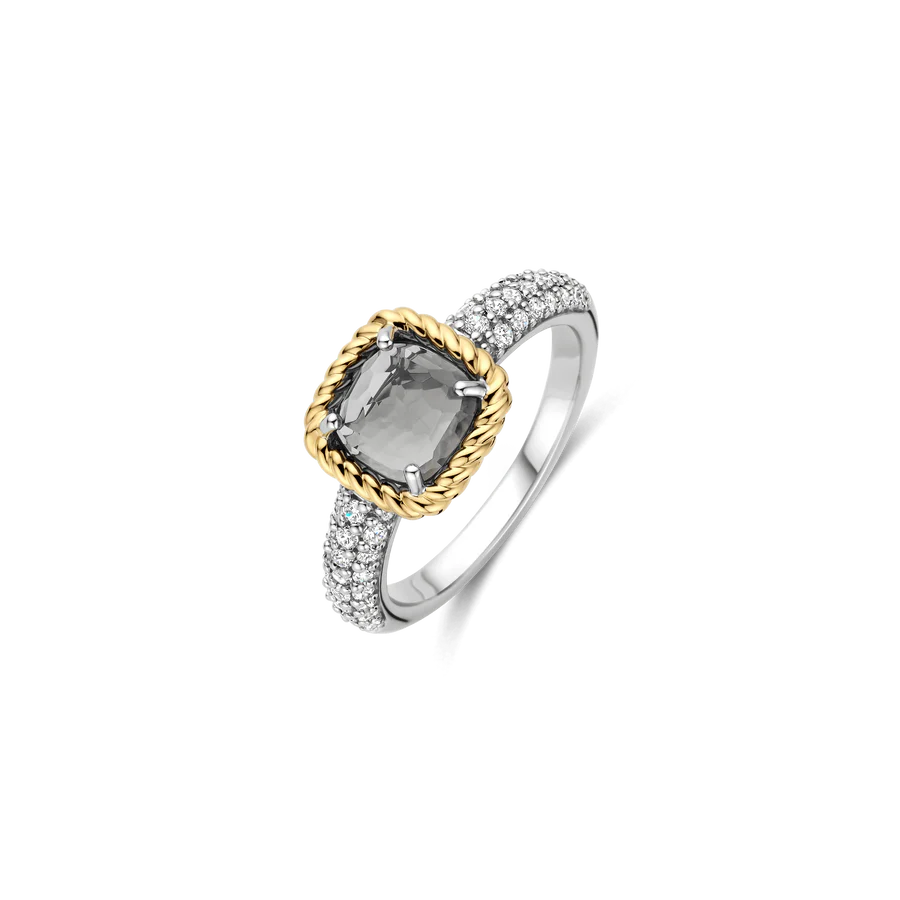 Grey CZ Cushion Ring