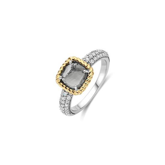 Grey CZ Cushion Ring