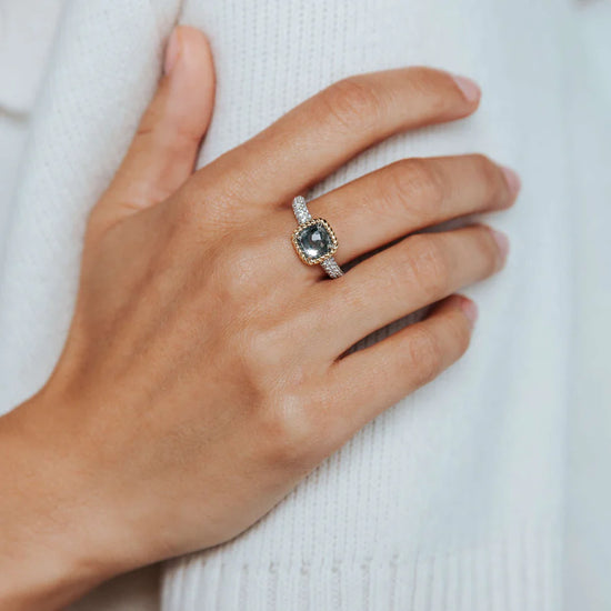 Grey CZ Cushion Ring