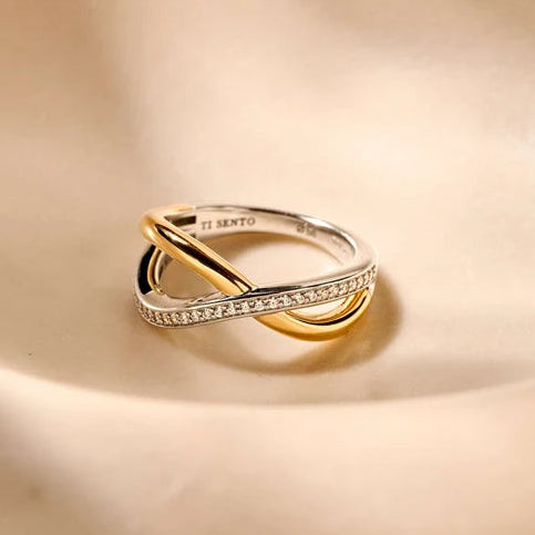 Crossover CZ Ring