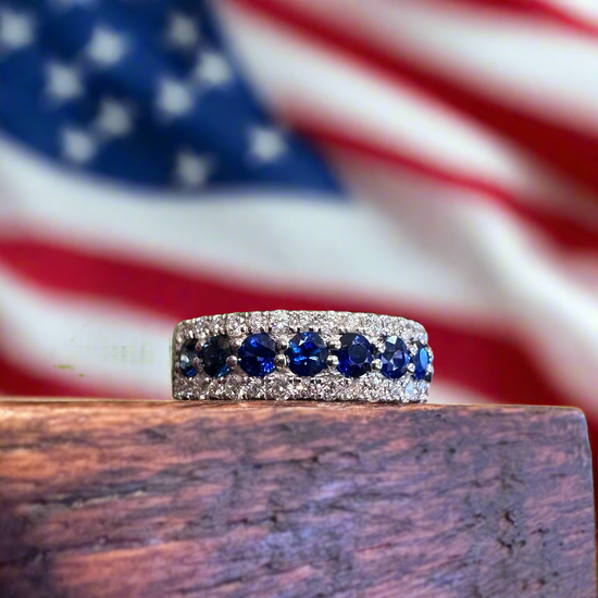 Zeghani Blue Sapphire and Diamond Ring