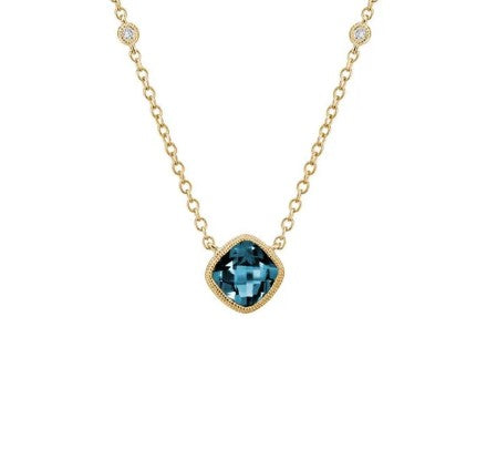 Checkerboard Gemstone Bezel Necklace