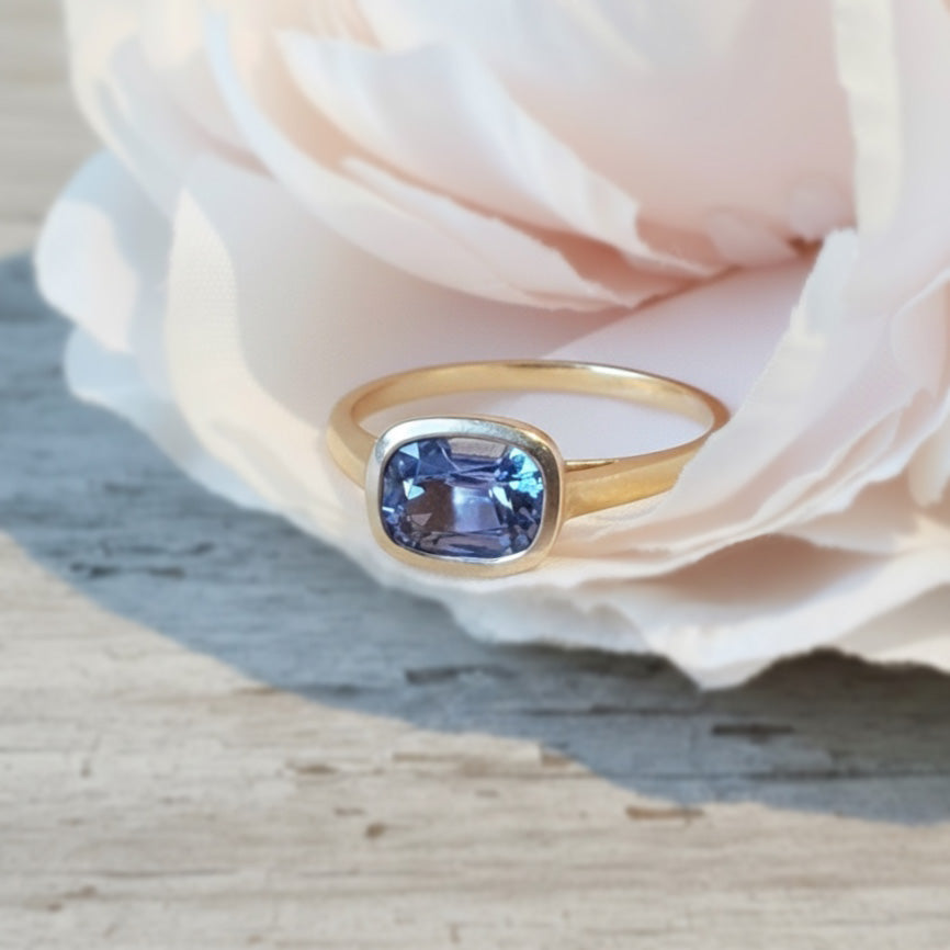 Grey Spinel Cushion Ring