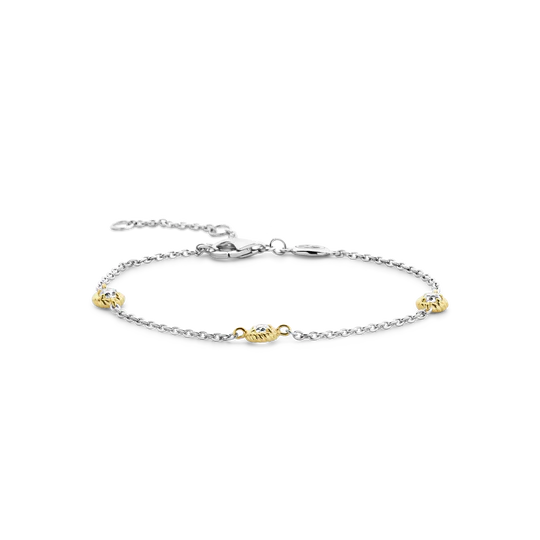 Yellow Gold Plate Accented CZ Station Bracelet