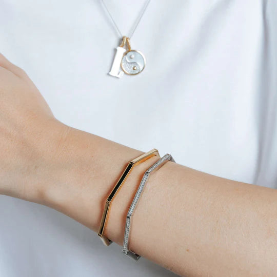 Gold Plate Octagon Hinged Bangle