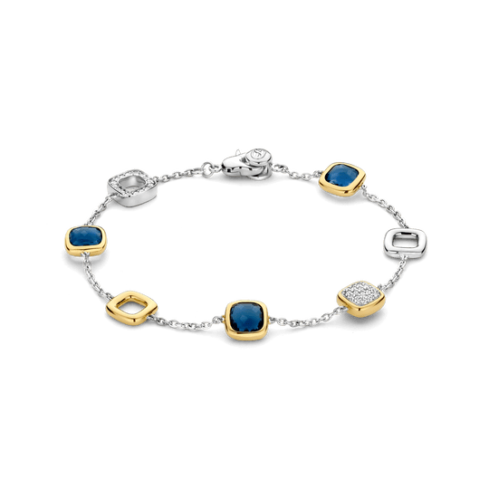 Blue CZ Cushion Station Bracelet