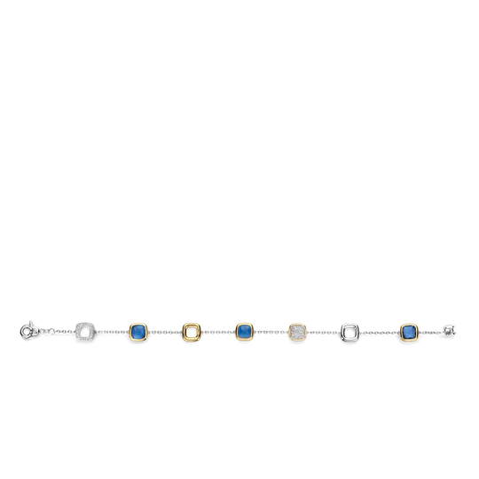 Blue CZ Cushion Station Bracelet