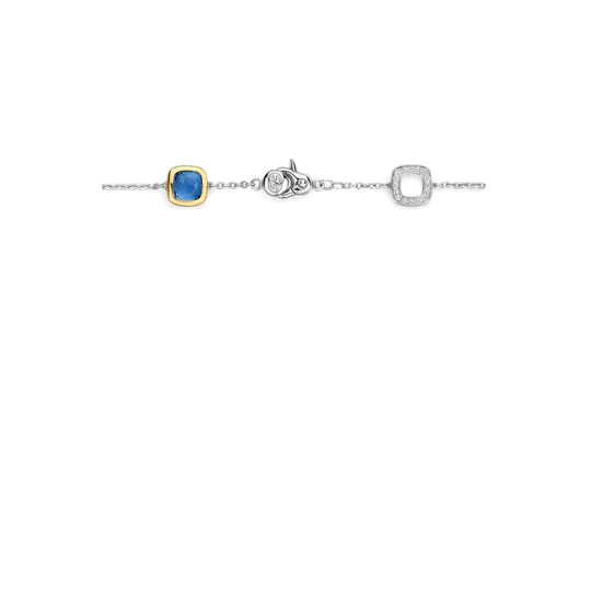 Blue CZ Cushion Station Bracelet