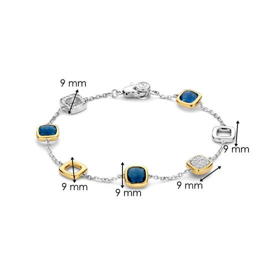 Blue CZ Cushion Station Bracelet