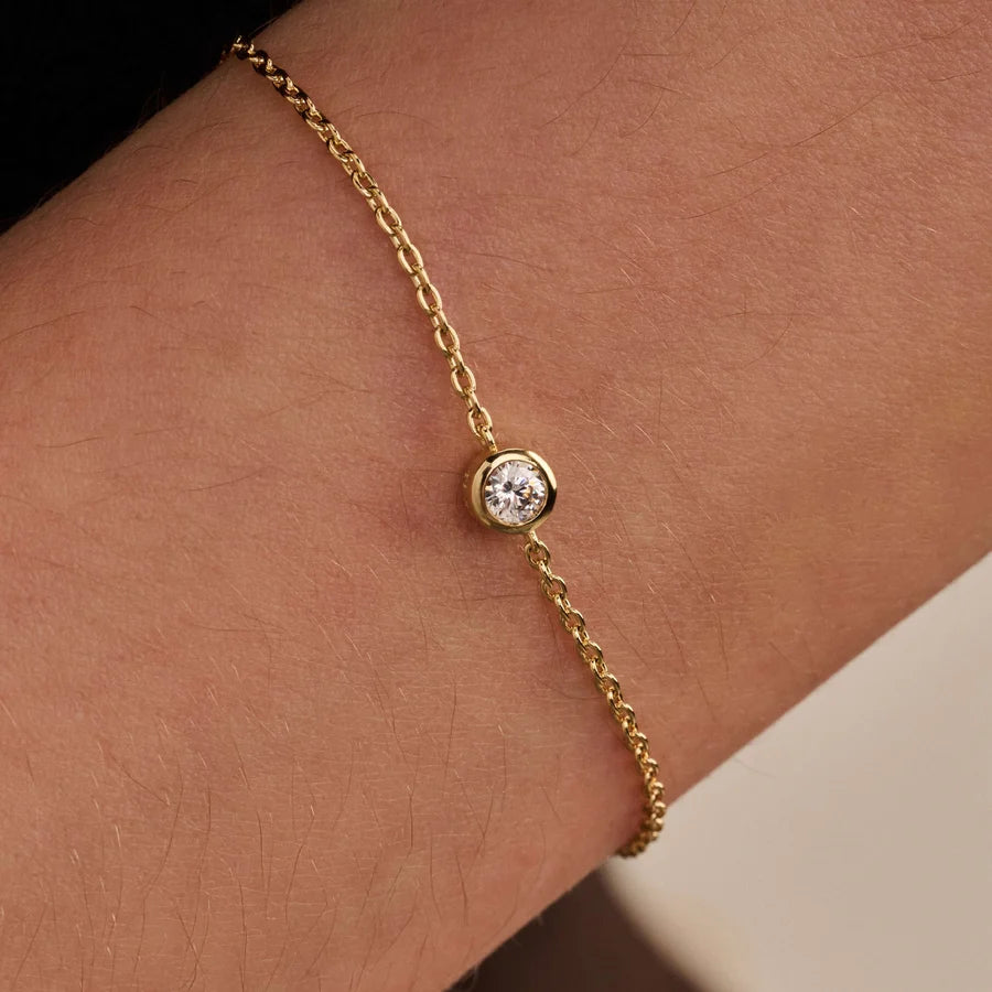 Classic Bezel CZ Solitaire Bracelet