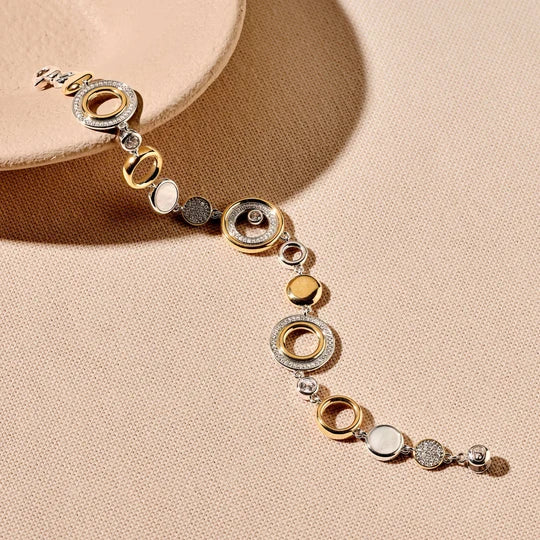 Multi Circles Cz and Mother of Pearl Bracelet