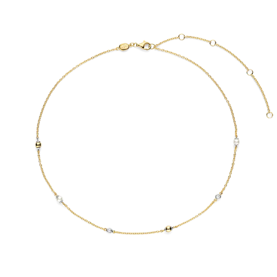 Gold Plate Bead Station Necklace
