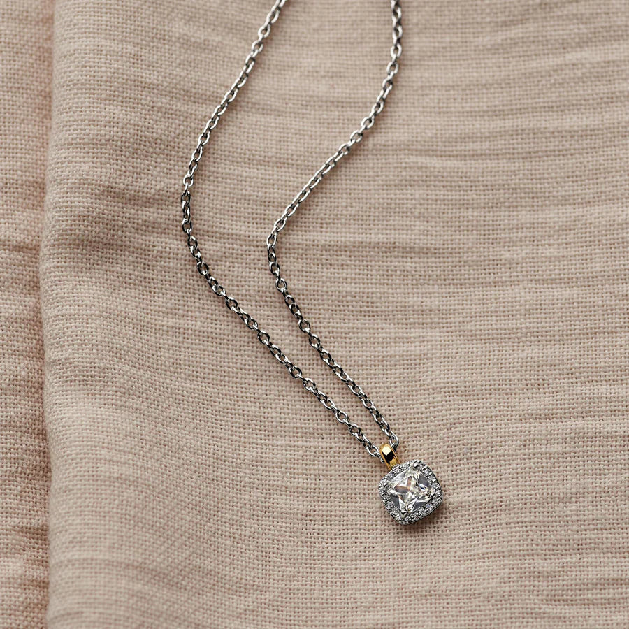 Halo Cushion CZ Pendant