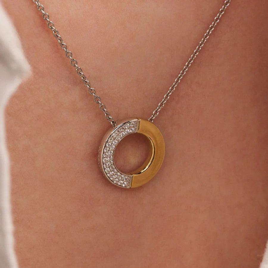 Contrast Circle CZ Necklace