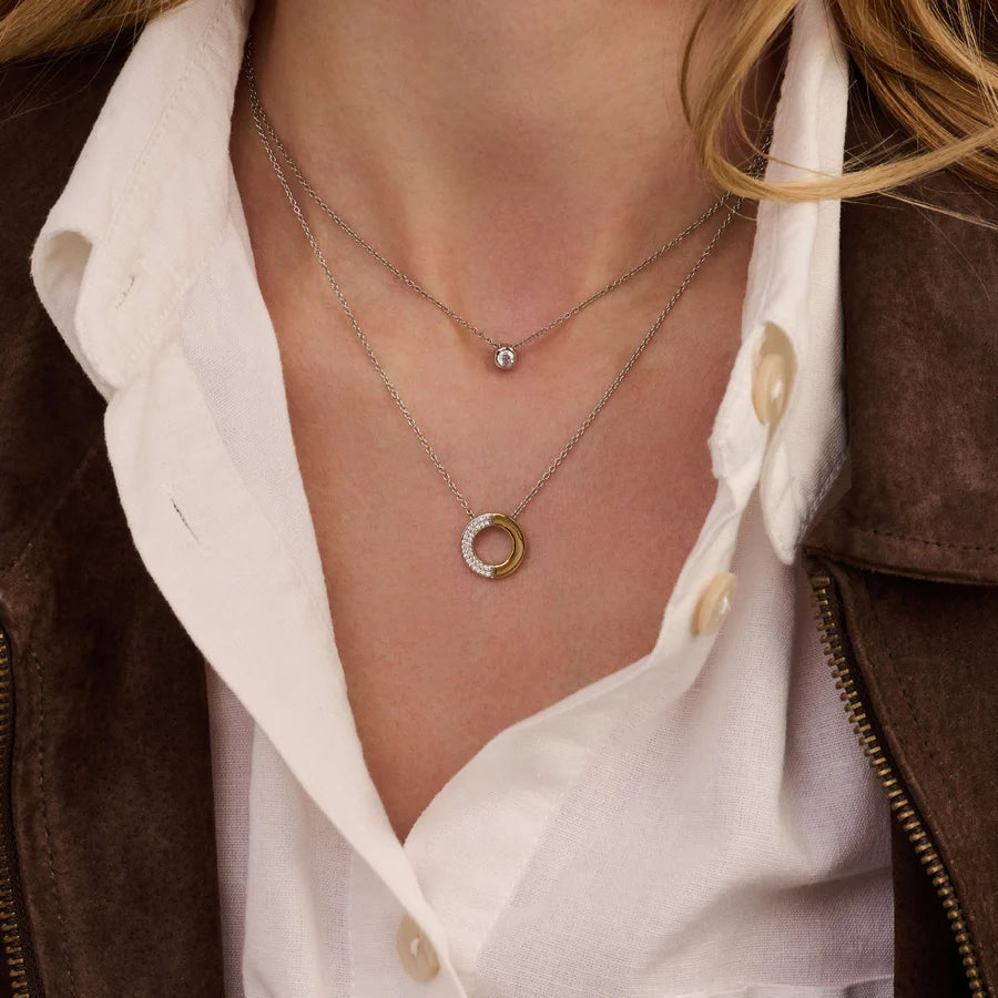 Contrast Circle CZ Necklace