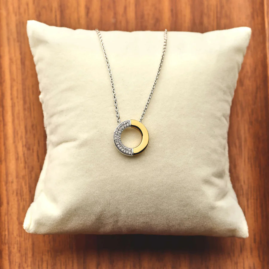 Contrast Circle CZ Necklace