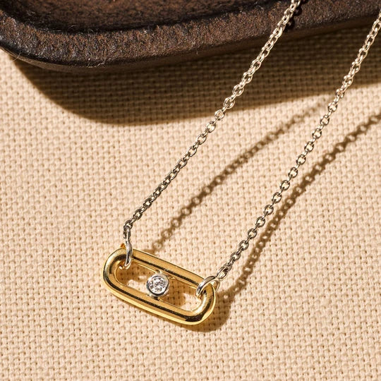 Paperclip Link Bezel Necklace