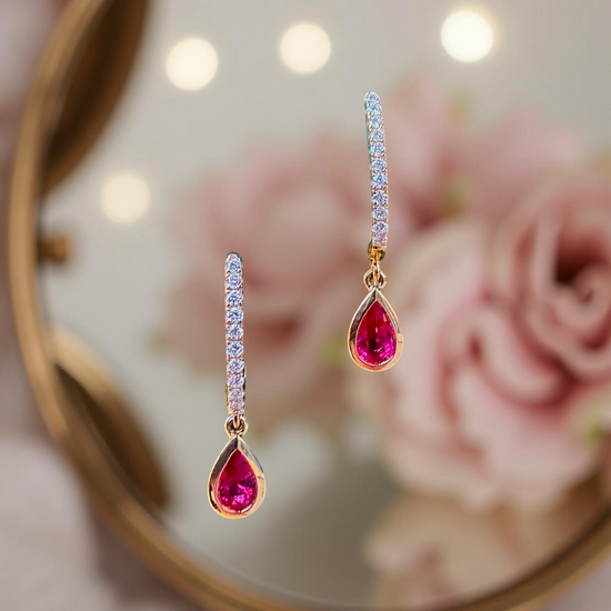 Ruby Pear Dangles