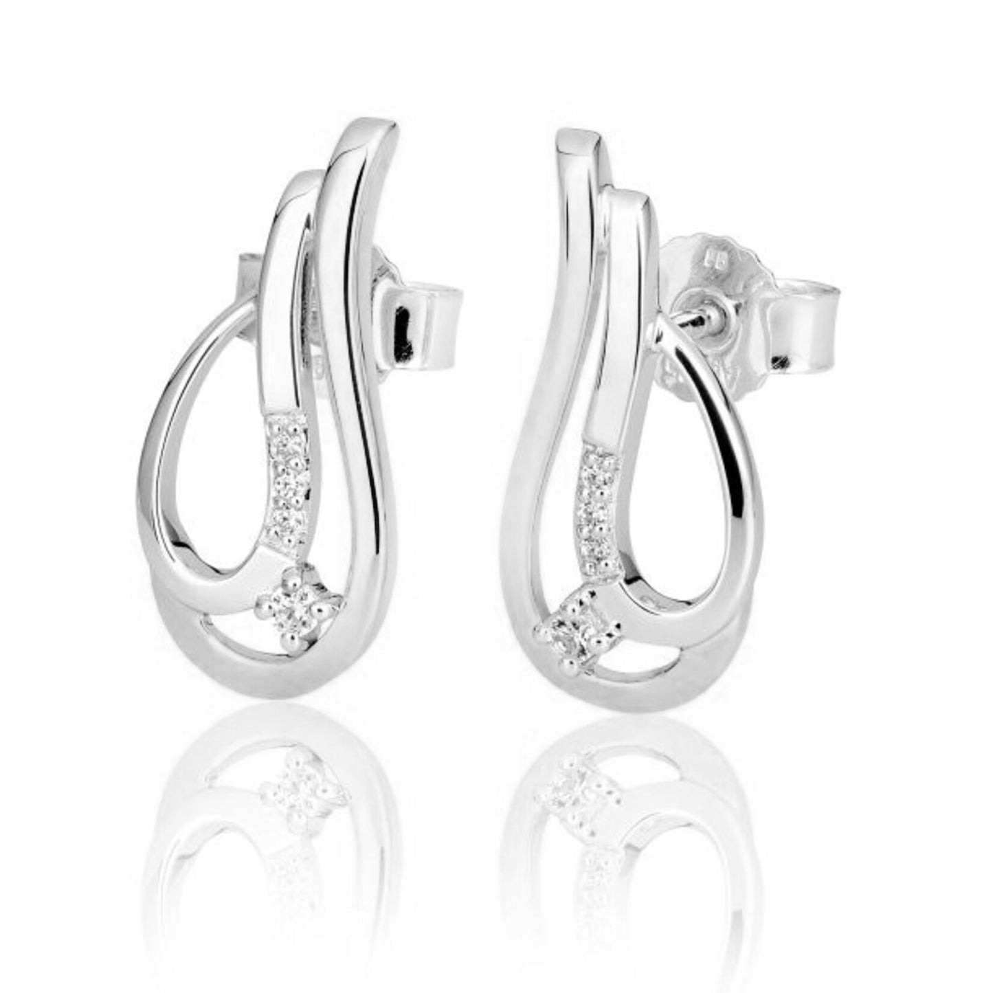 Swoop Diamond Accented Post Earrings