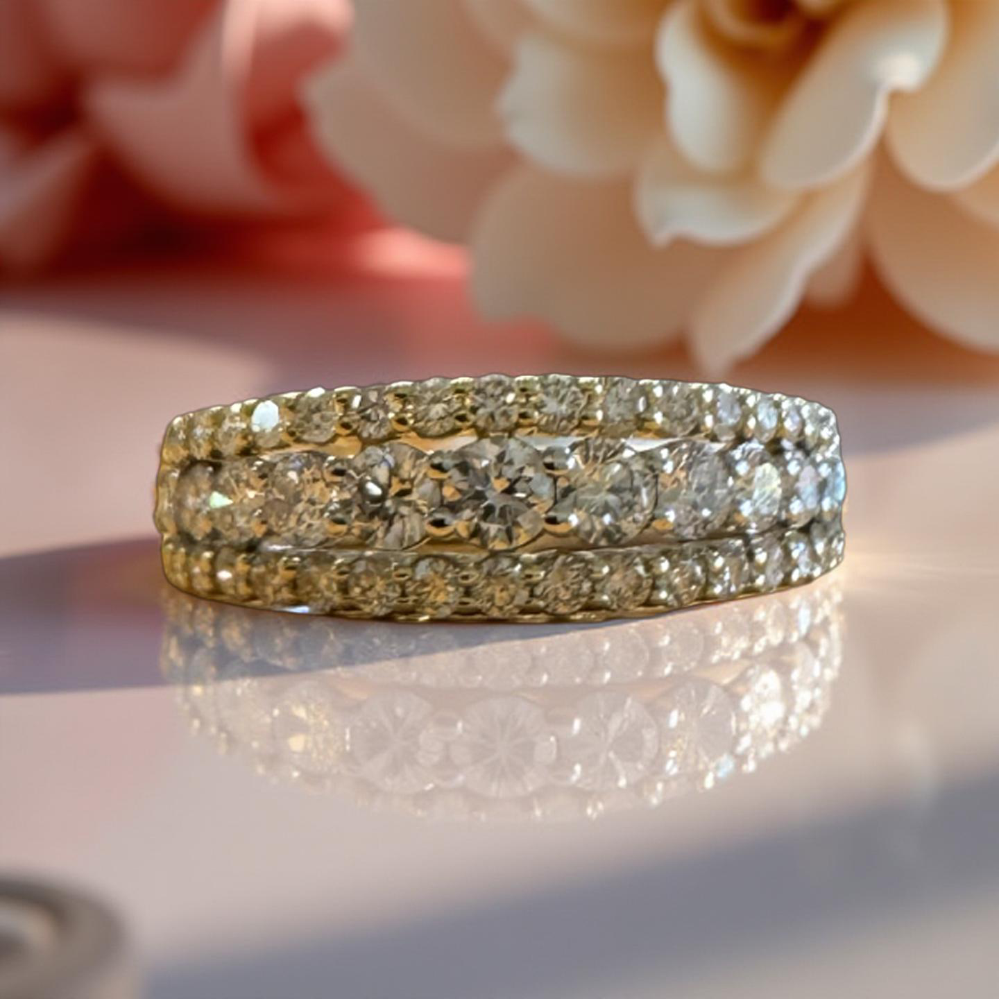 Two Tone Triple Diamond Band
