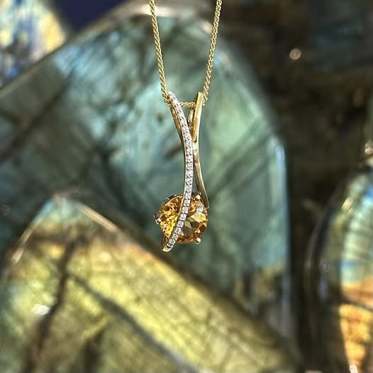Citrine and Diamond Pendant