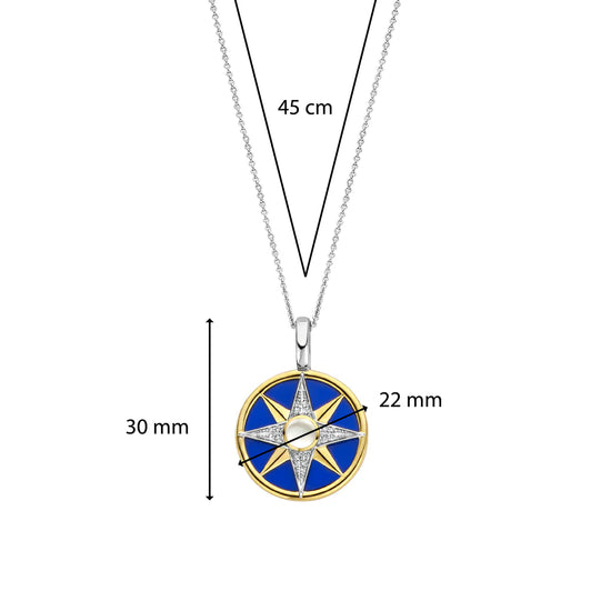 Navy Blue Gold Plate Celestial Necklace