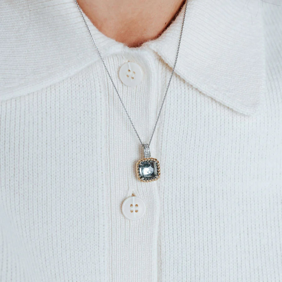 Grey CZ Solitaire Necklace
