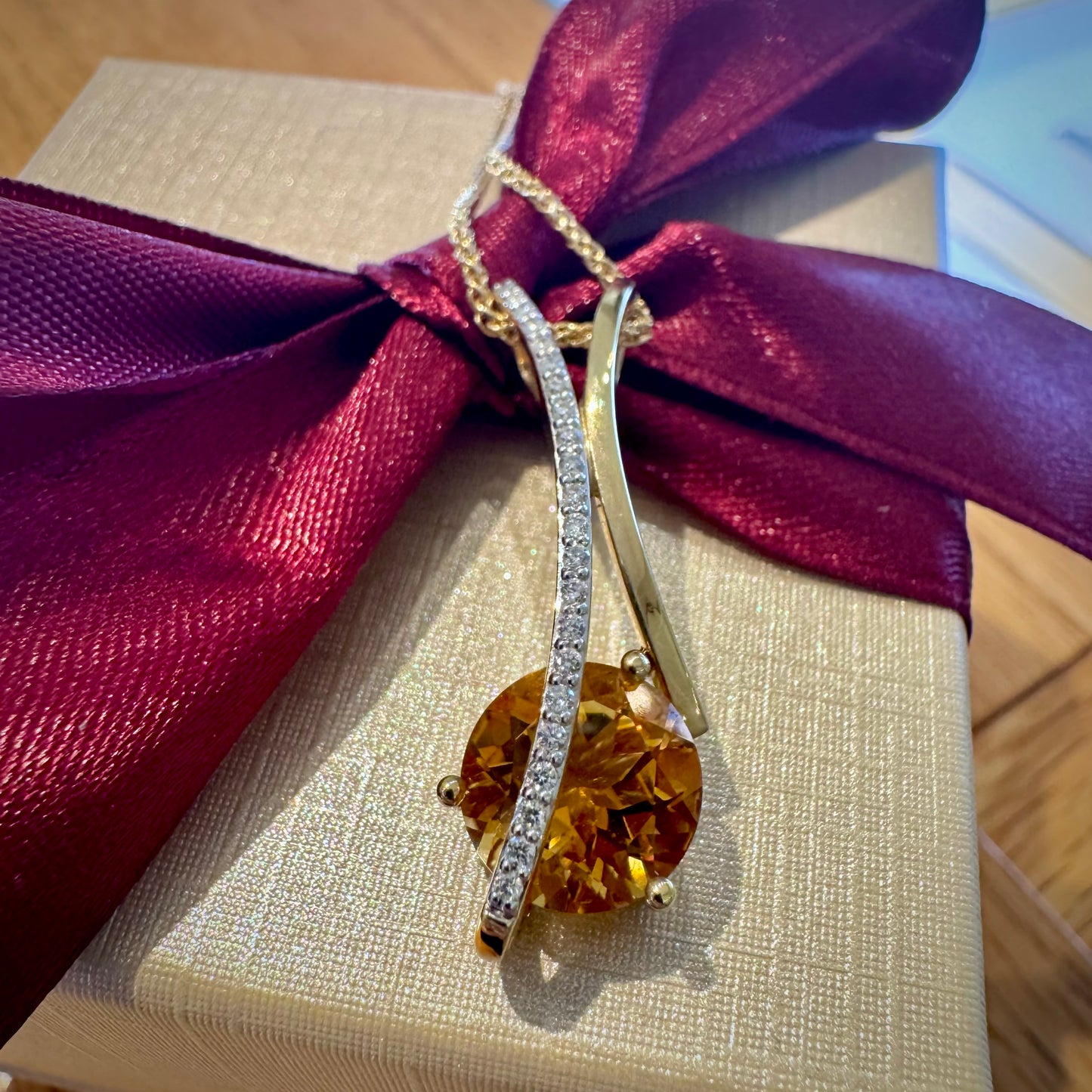 Citrine and Diamond Pendant