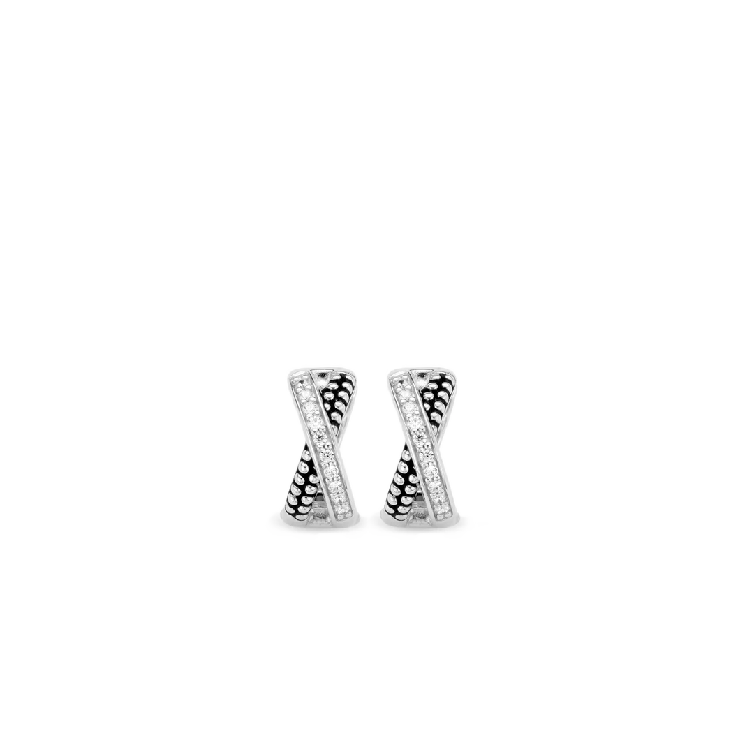 Cz Criss Cross Huggie Hoop