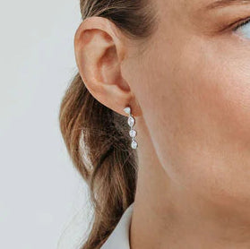 Mixed Shape CZ Drop Earrings