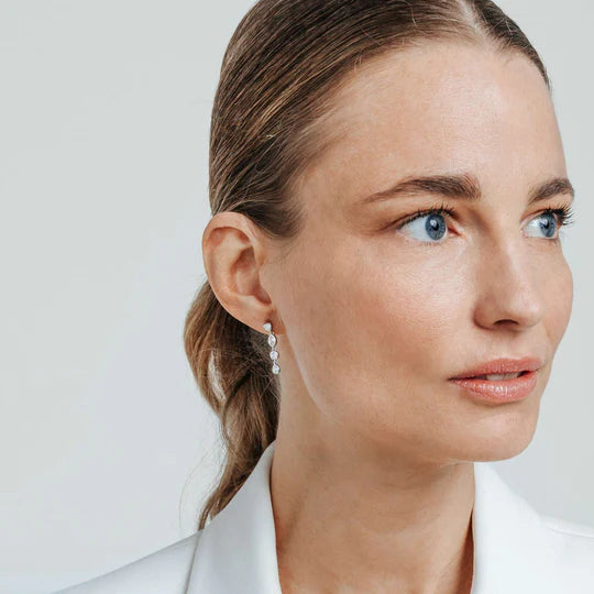 Mixed Shape CZ Drop Earrings