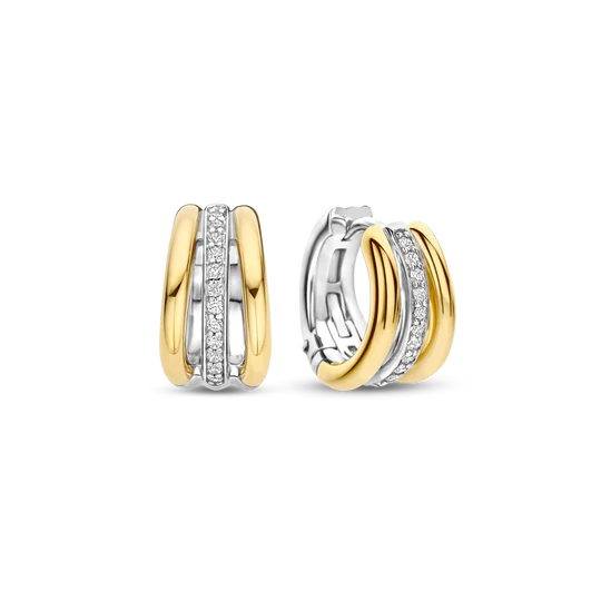 Three Line CZ Gold Plate Huggies