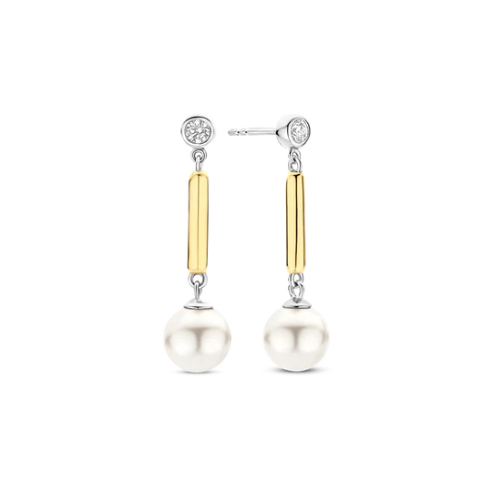 Gold Plated Bar Pearl Drops