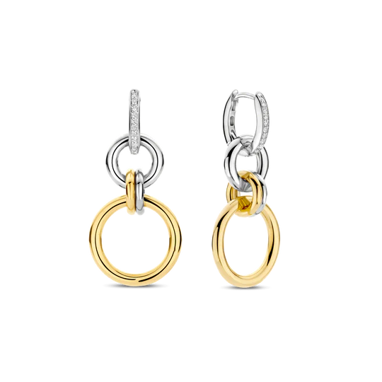 Interlocking Circles Dangle Hoops