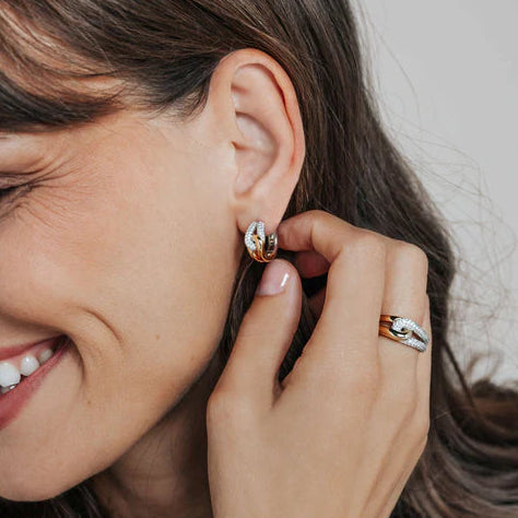 Connected Cubic Zirconia Hoops