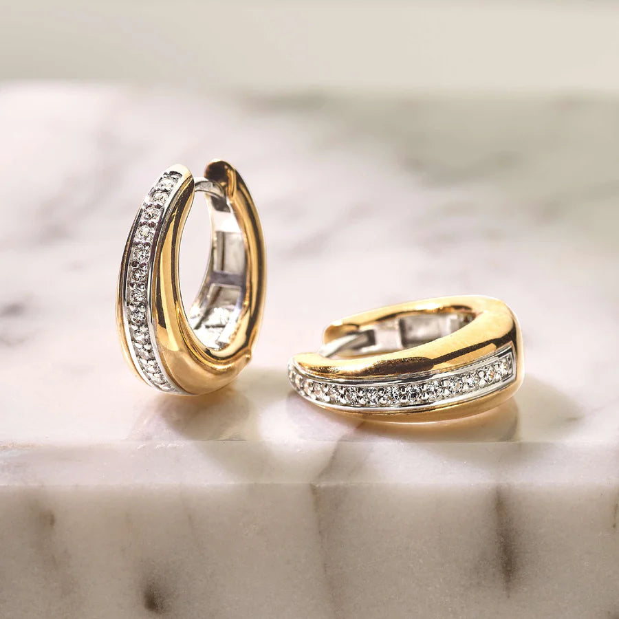 Tapered CZ Huggie Hoops