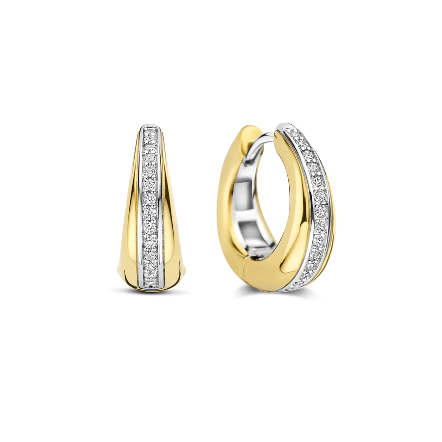 Tapered CZ Huggie Hoops