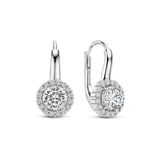 Cubic Zirconia Halo Dangles