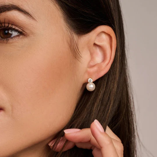 Classic Pearl CZ Post Earring
